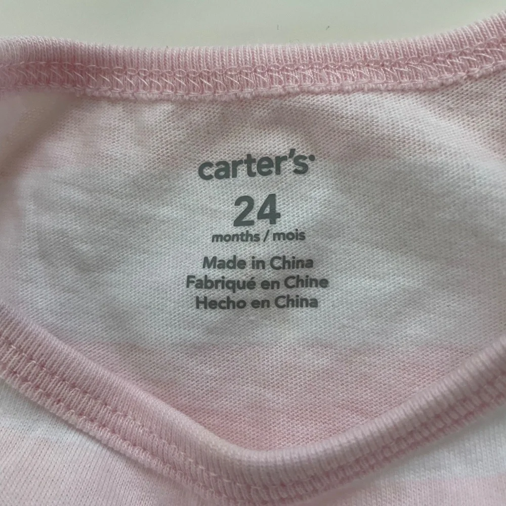 Carter's Baby Girl Pink White Striped Ruffle Sleeve Preppy Dress Size 24 Months